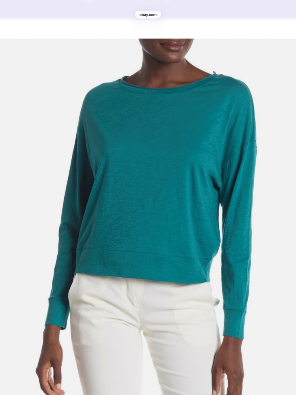 Viince Pima  Cotton Boat Neck Long Sleeved Tee